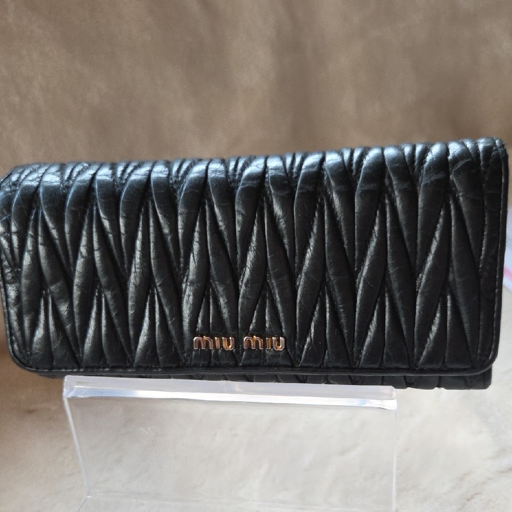 Miu Miu Black‎ Quilted Leather Wallet
